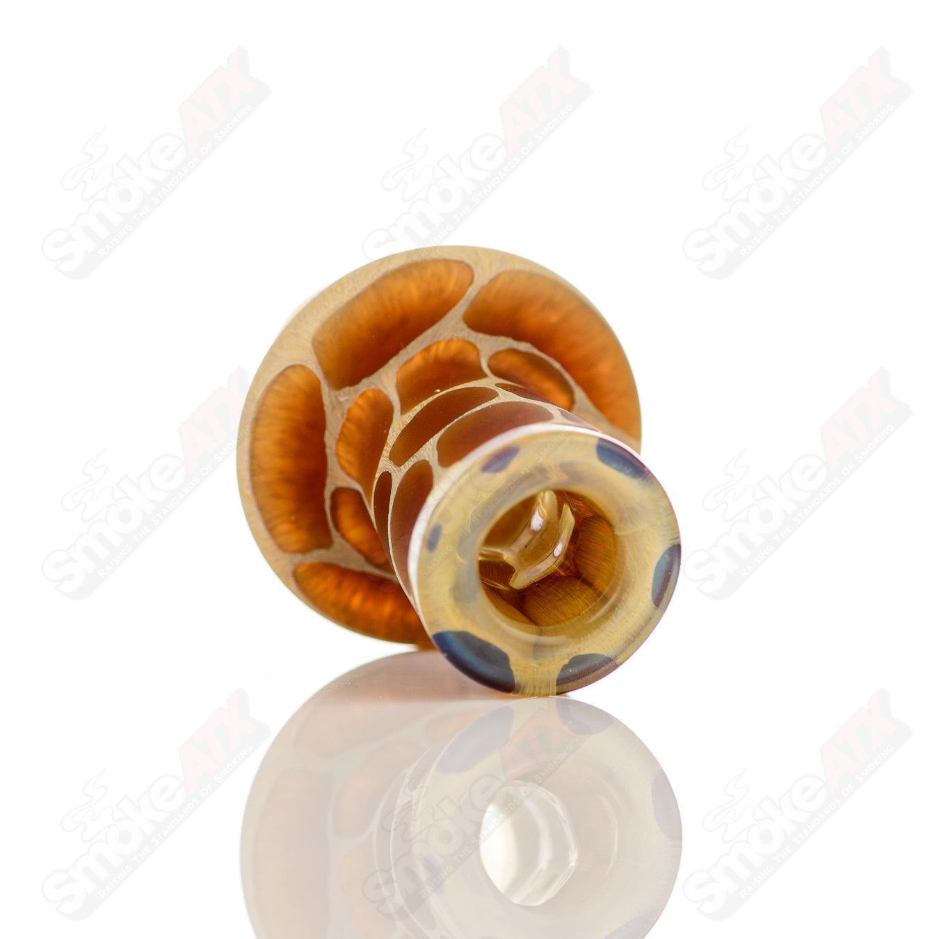 Fumed Giraffe Spinner Cap by Robertson Glass, heady glass carb cap with pearl detail and intricate fumed glass design.