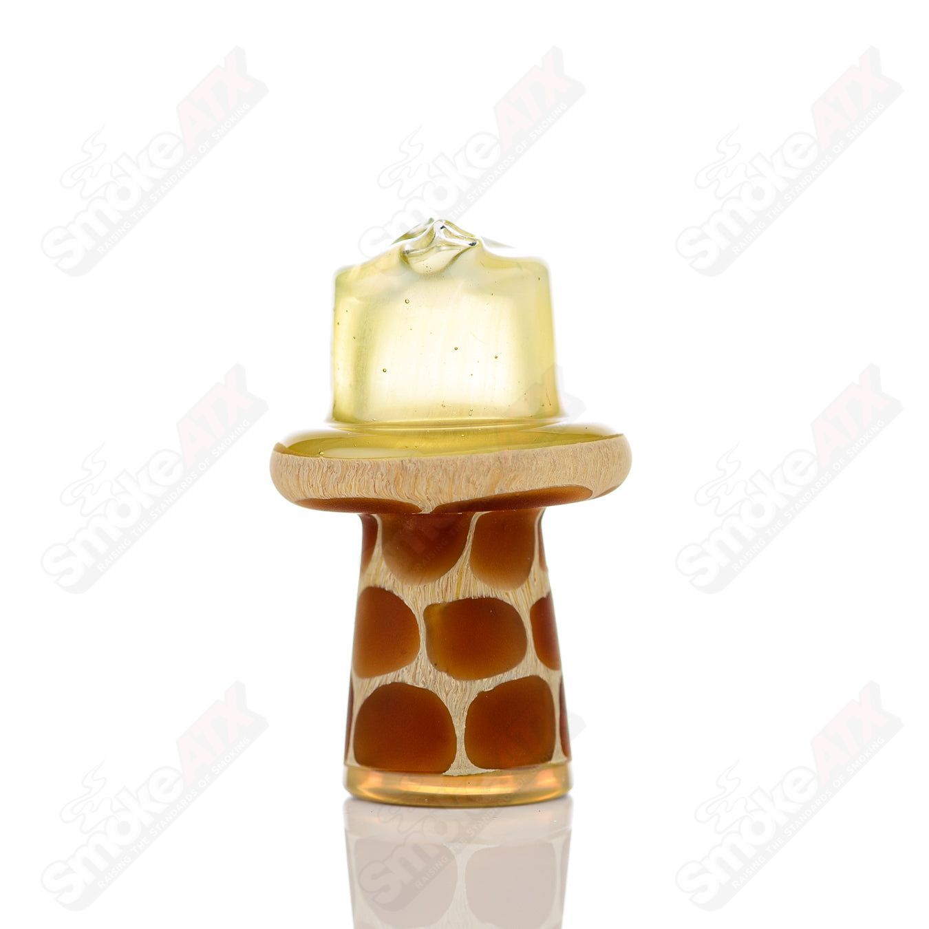 Fumed Giraffe Spinner Cap with Pearl, Robertson Glass heady glass carb cap for vaporizer or dab rig.