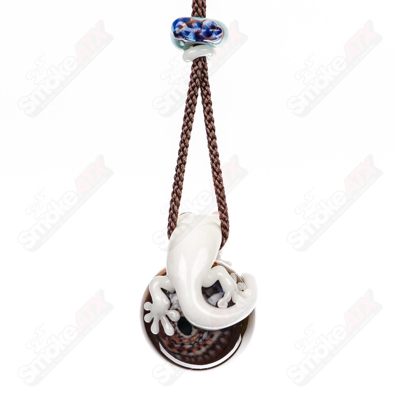 Gecko and the Flower Pendant Kengtaro Glass - Smoke ATX