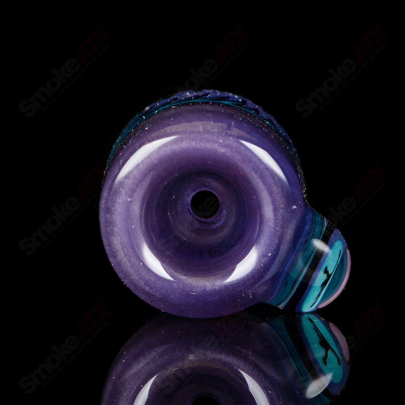 Illadelph Purple and Aqua Jordan beaker made of heady glass with vibrant purple and aqua colors, featuring a classic beaker shape.