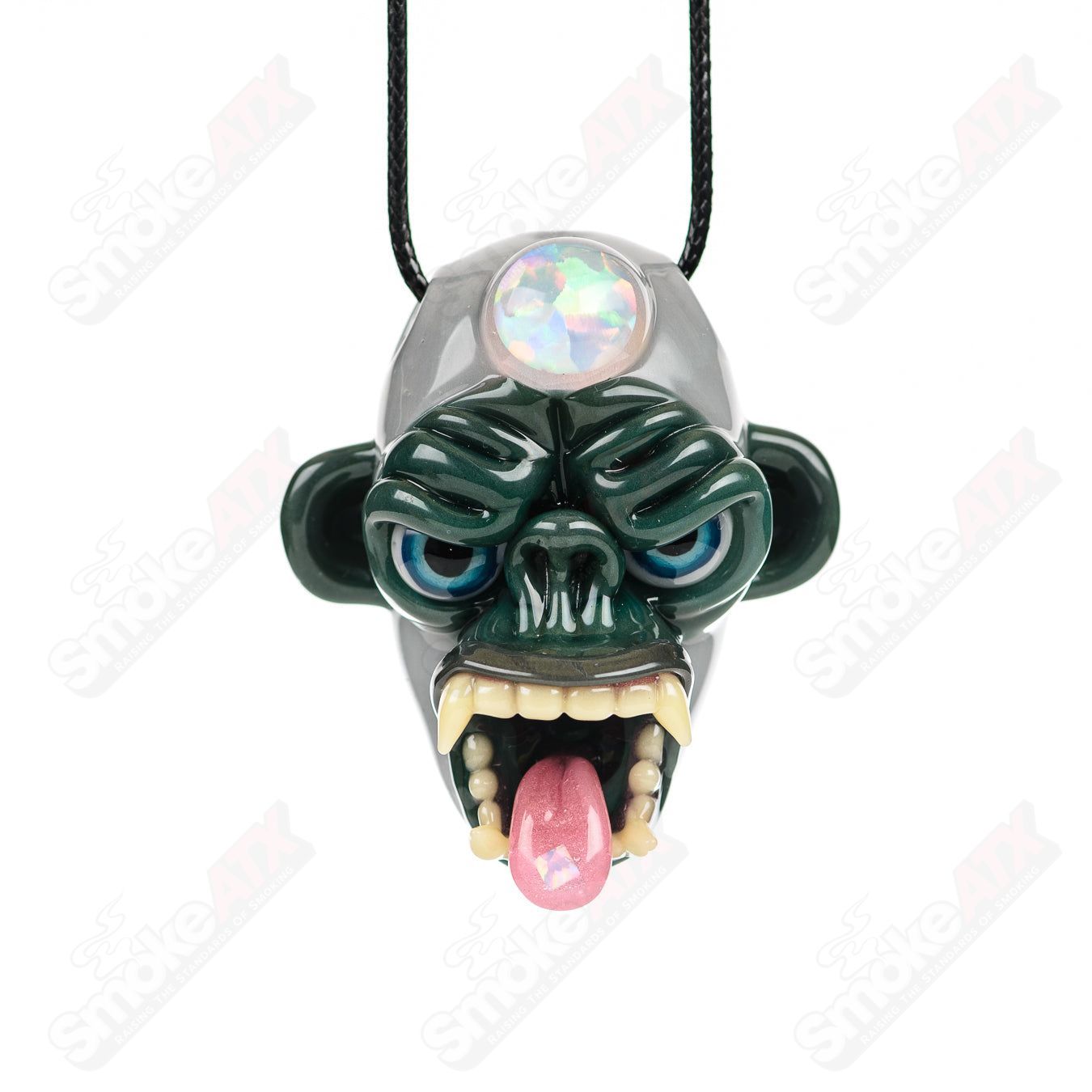 Killa Gorilla Pendant W/ Opal Accents Coyle x Firefly Glass - Smoke ATX