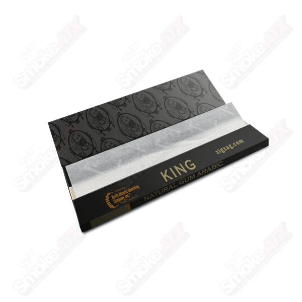 King Zig Zag rolling papers, 420 products by Zig Zag, showing a pack of thin paper sheets for rolling.
