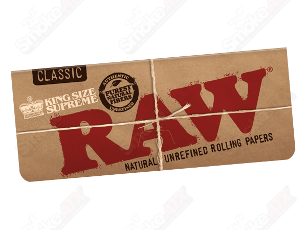 King Size RAW Supreme Classic Raw rolling papers, 420 products, natural unbleached paper for rolling cigarettes or joints.