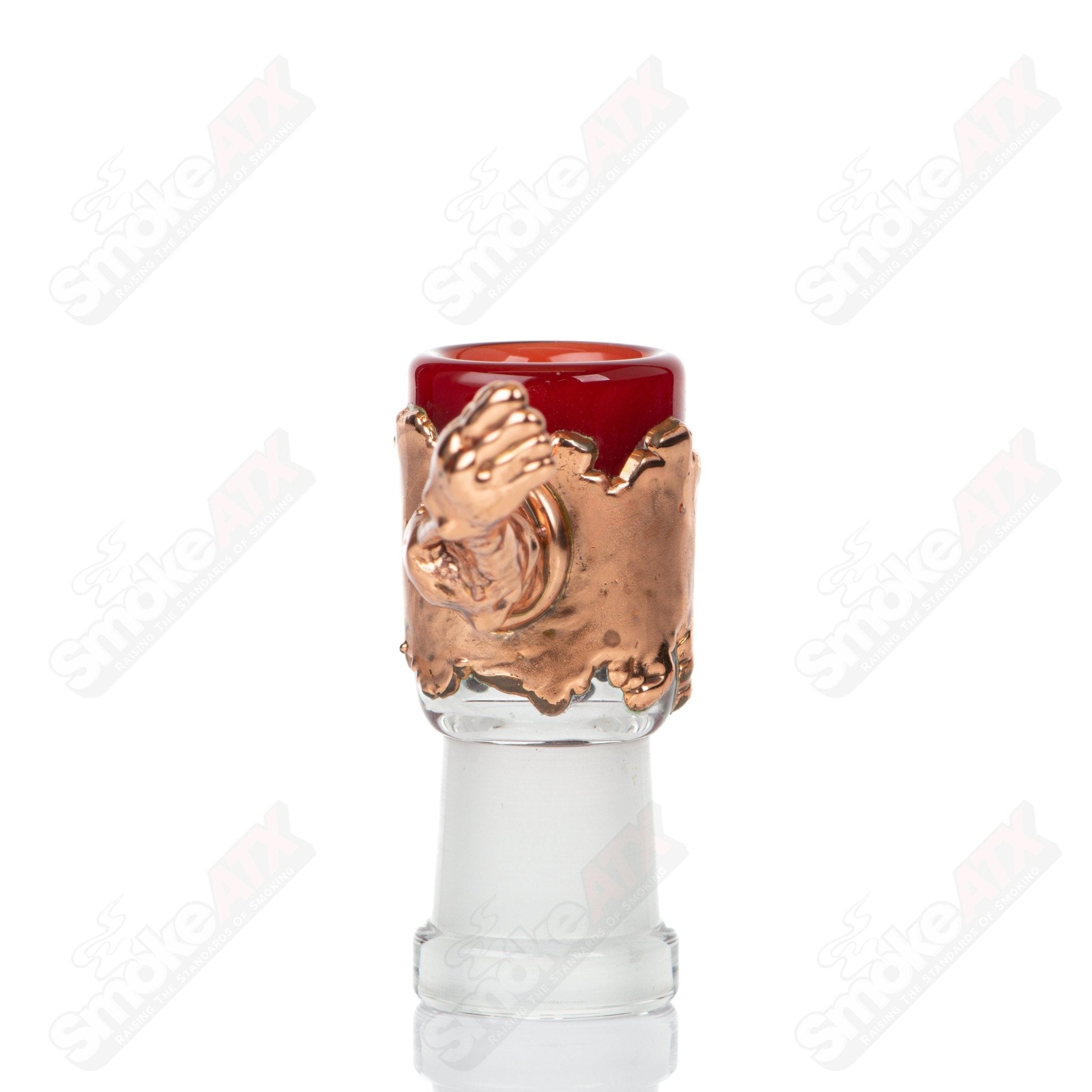 Kuhn Zombiehand Rig, heady glass concentrate rig with a detailed zombie hand design, clear glass accents, and sturdy base.