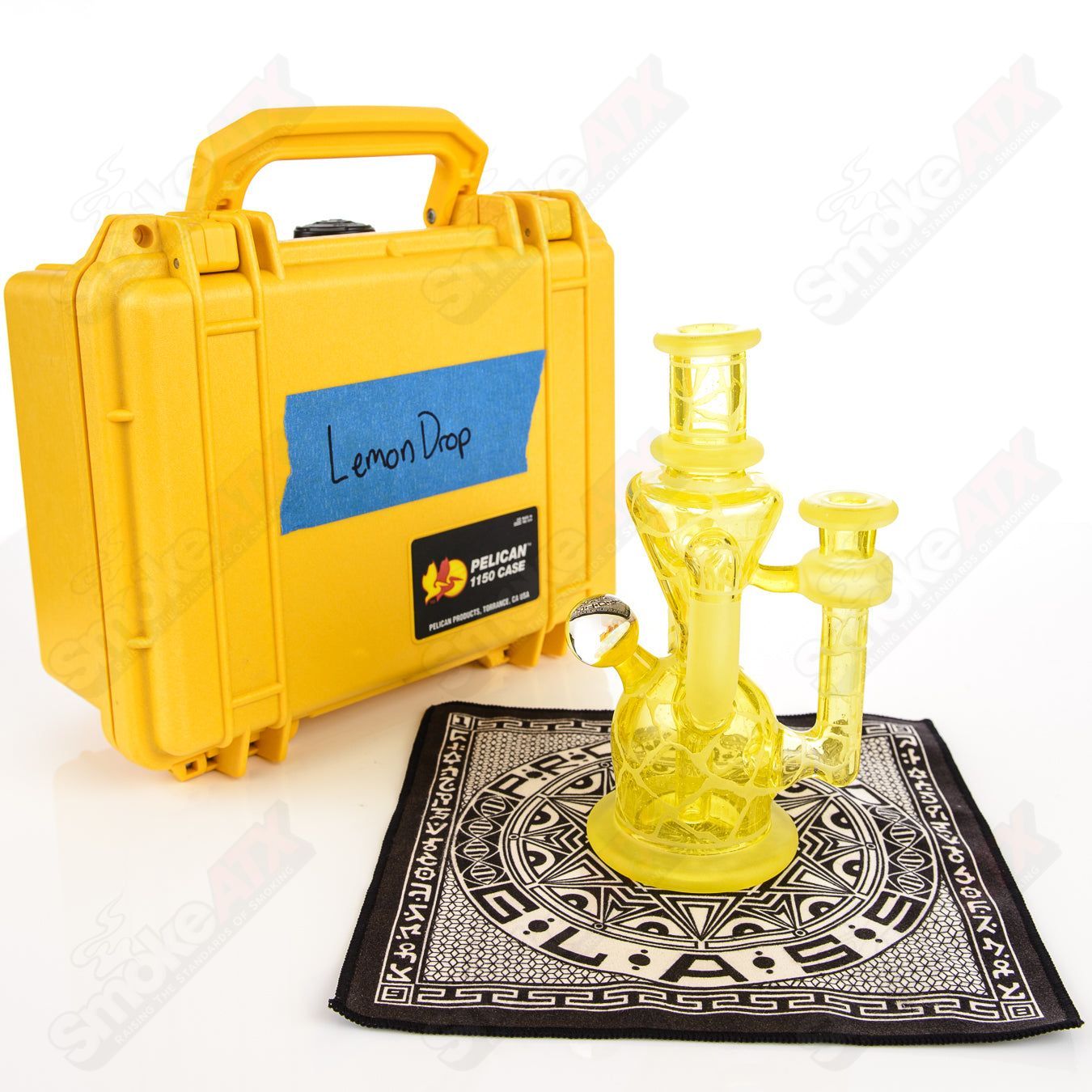 Lemon Drop Single Color Double Up Rig Rooster Glass - Smoke ATX