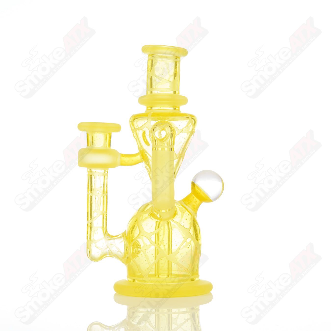 Lemon Drop Single Color Double Up Rig Rooster Glass - Smoke ATX