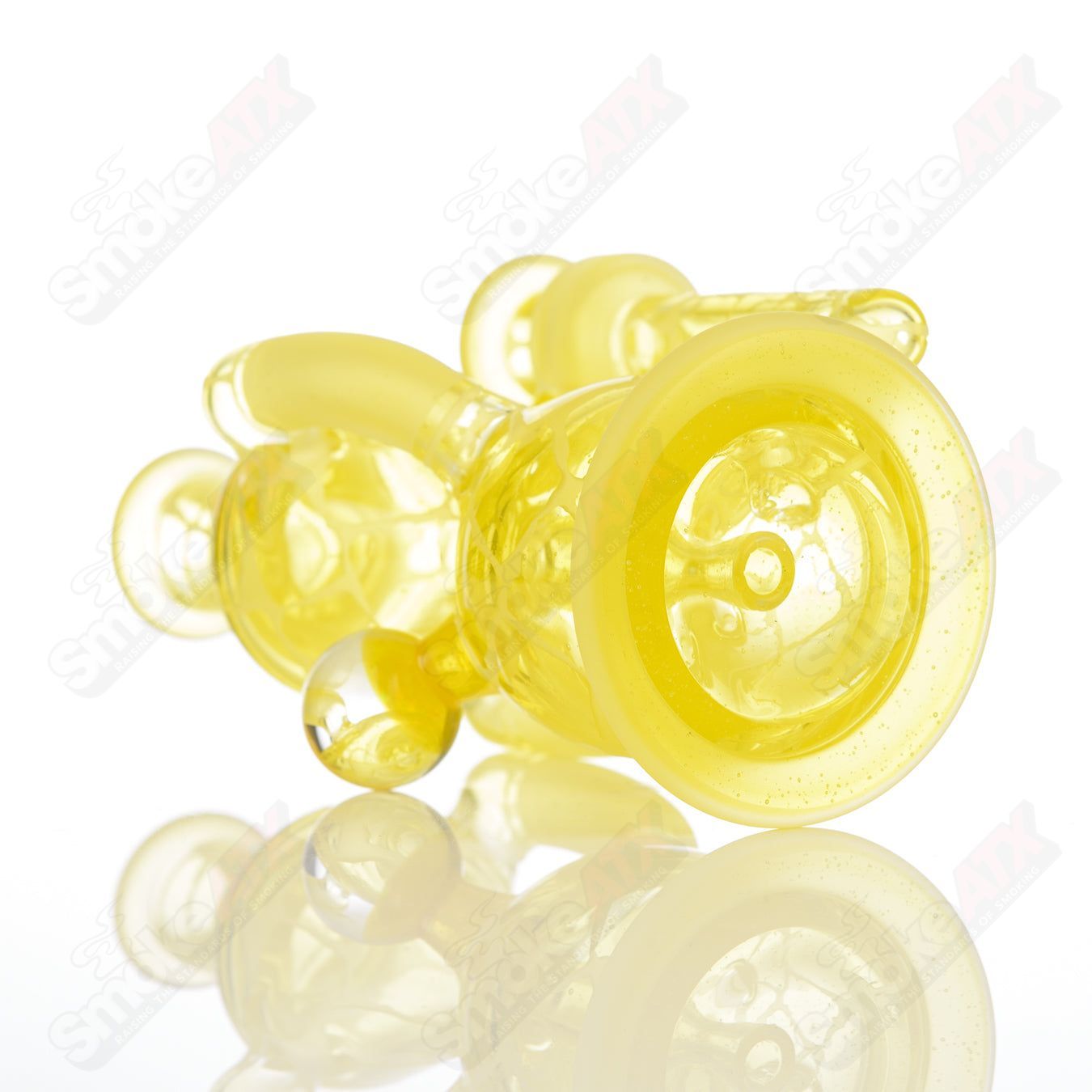 Lemon Drop Single Color Double Up Rig Rooster Glass - Smoke ATX