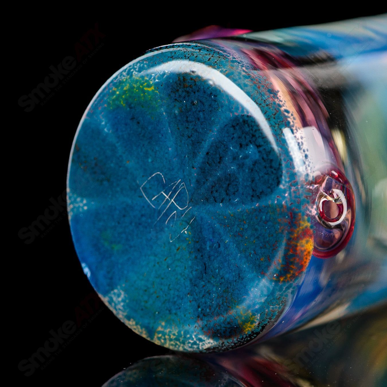 Mini Rig #3 by Cap’n Crunk, a heady glass concentrate rig with intricate design and compact size for dabbing enjoyment.