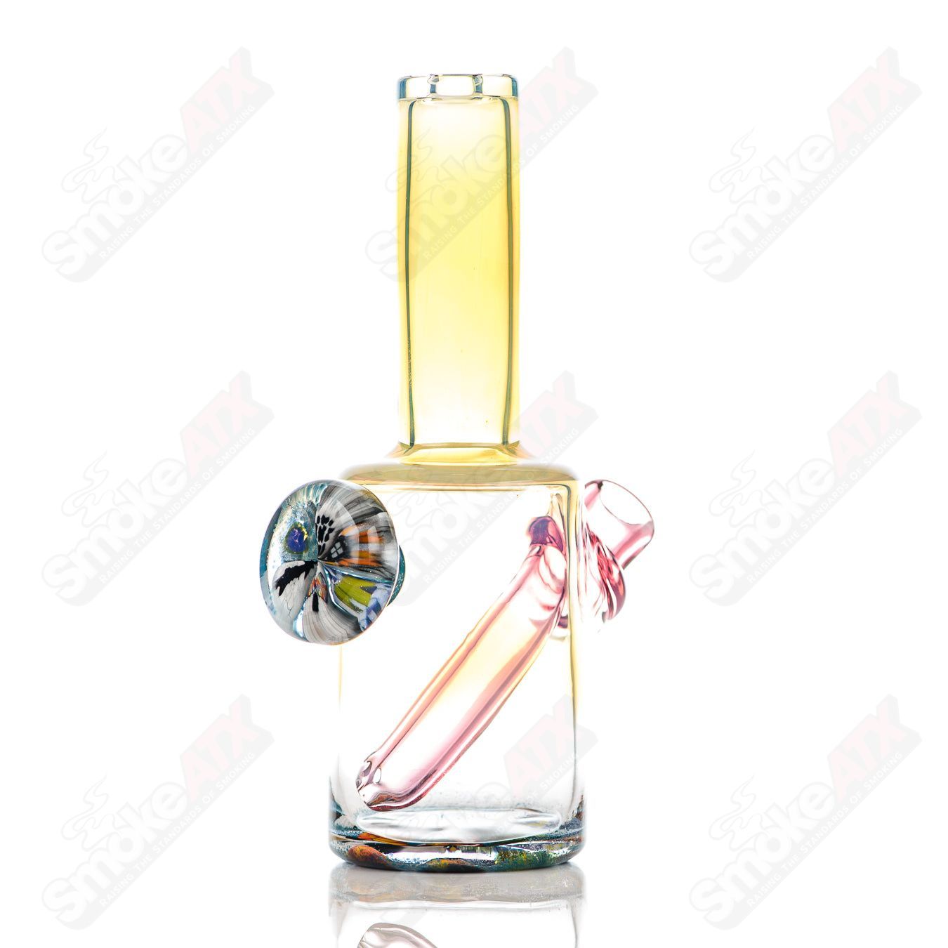 Mini Rig #3 Cap’n Crunk, a colorful heady glass concentrate rig with intricate designs and compact size.