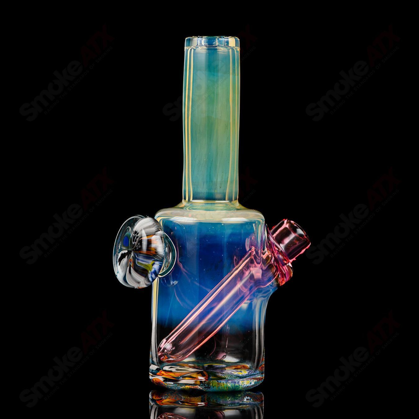 Mini Cap’n Crunk Heady Glass Concentrate Rig with intricate designs, compact size, and vibrant details for concentrated dabbing.