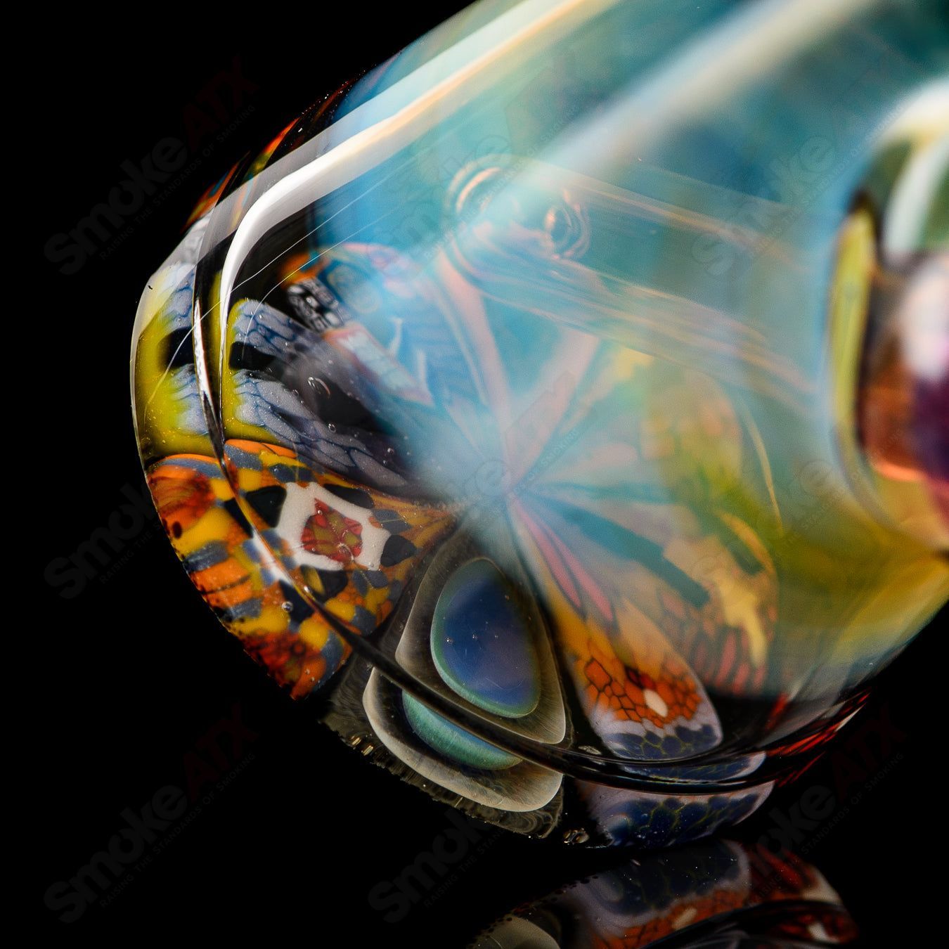 Mini Rig #6 Cap'n Crunk heady glass concentrate rig with colorful, intricate design and compact glass construction.