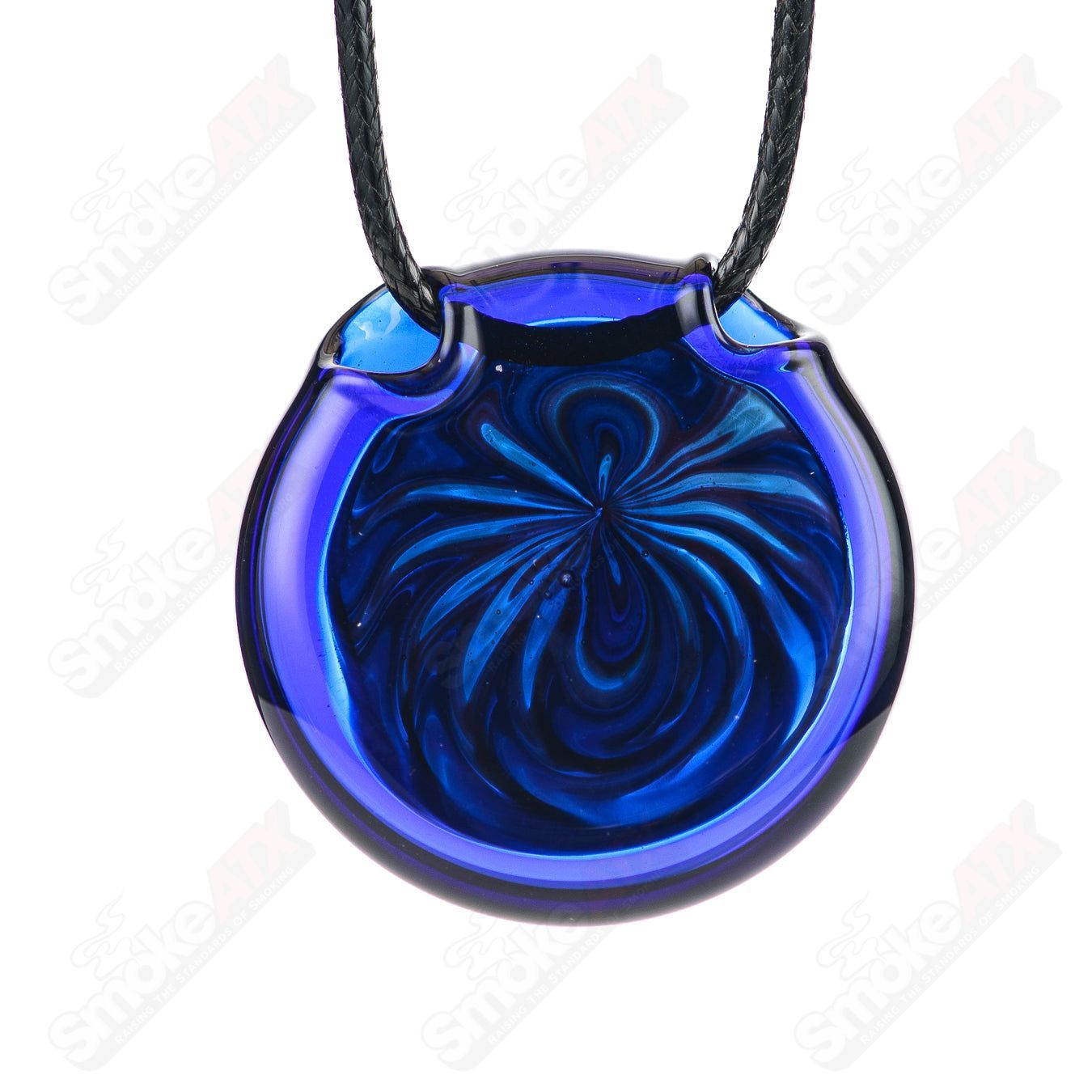 Nathan Hollister Small Wig Wag glass pendant displaying vibrant colors and intricate design, hanging on a delicate chain.