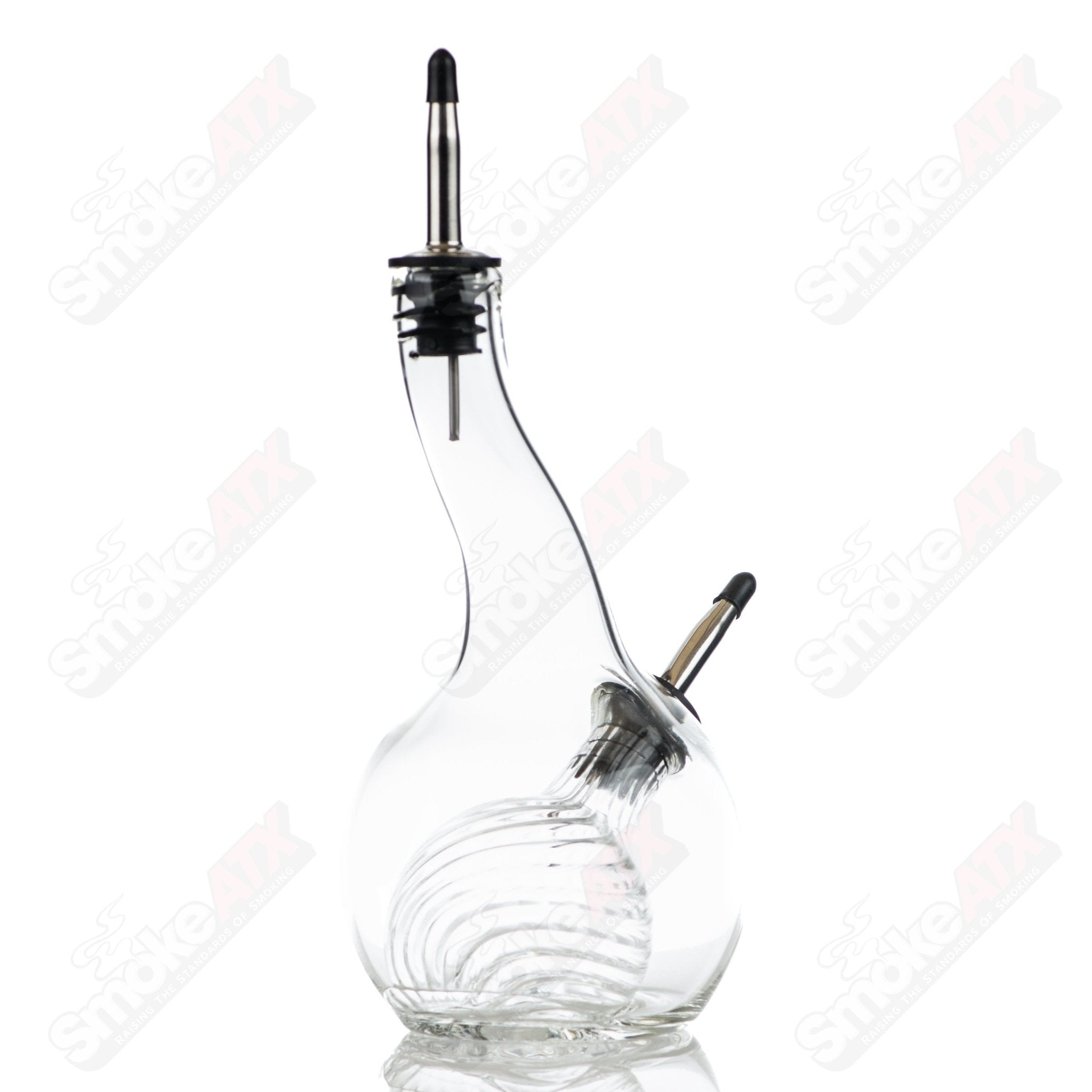 Ribbed glass oil and vinegar pour bottle by Texas Hot Glass, showcasing a clear, textured design for kitchen use.