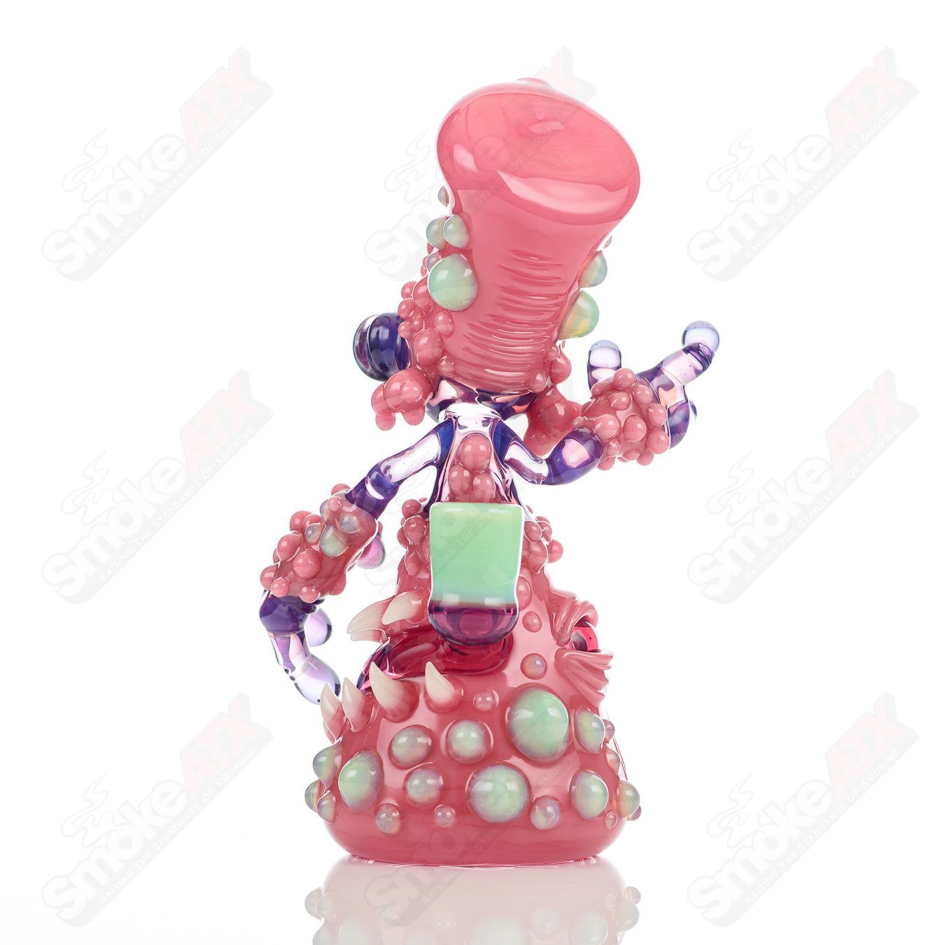 Salt Glass Organism Soul Window heady glass rig with blush, tooth, stargazer, and slime design by Brandon Martin for concentrate use.