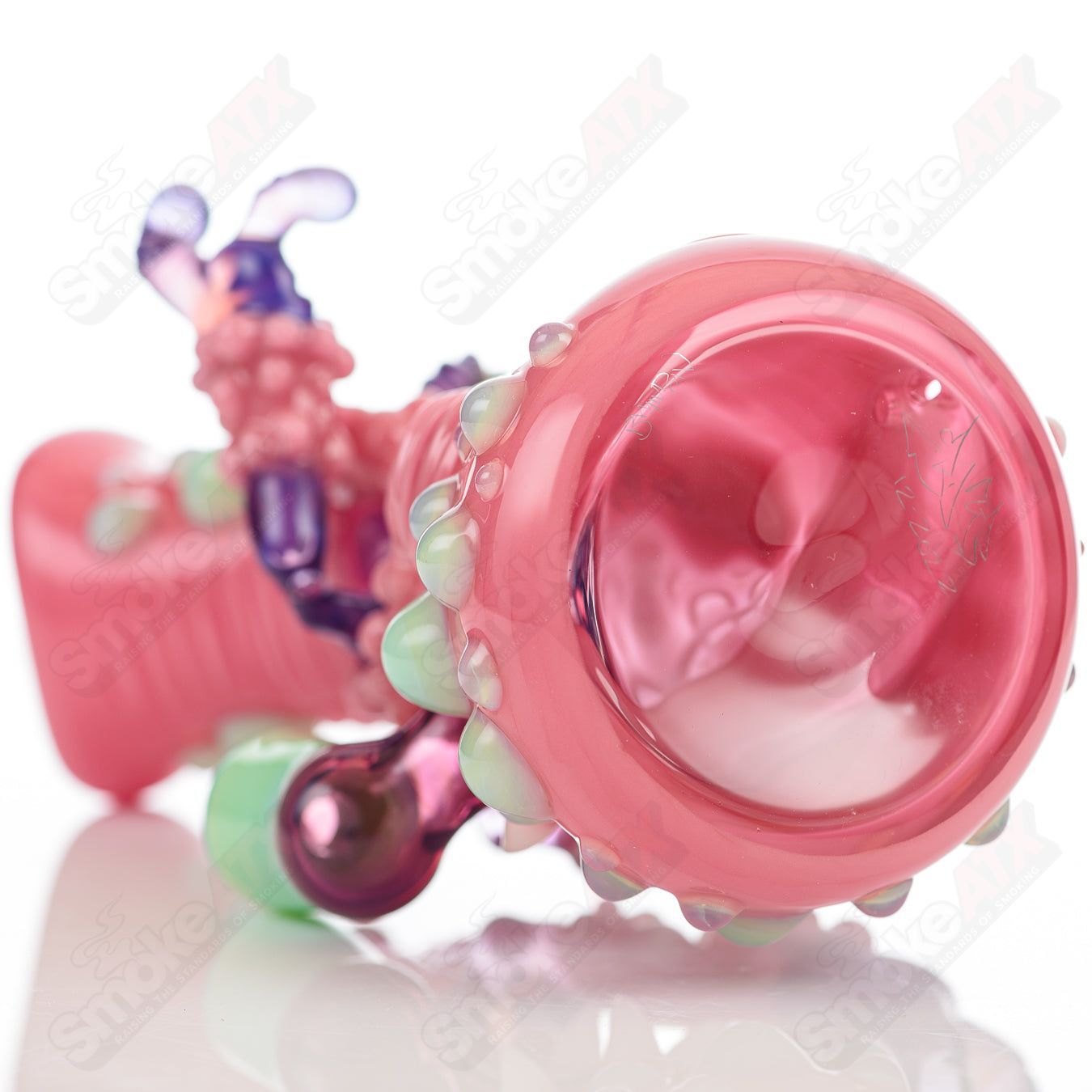 Colorful Organism Soul Window concentrate rig by Salt Glass, featuring blush, tooth, stargazer, and slime design by Brandon Martin.