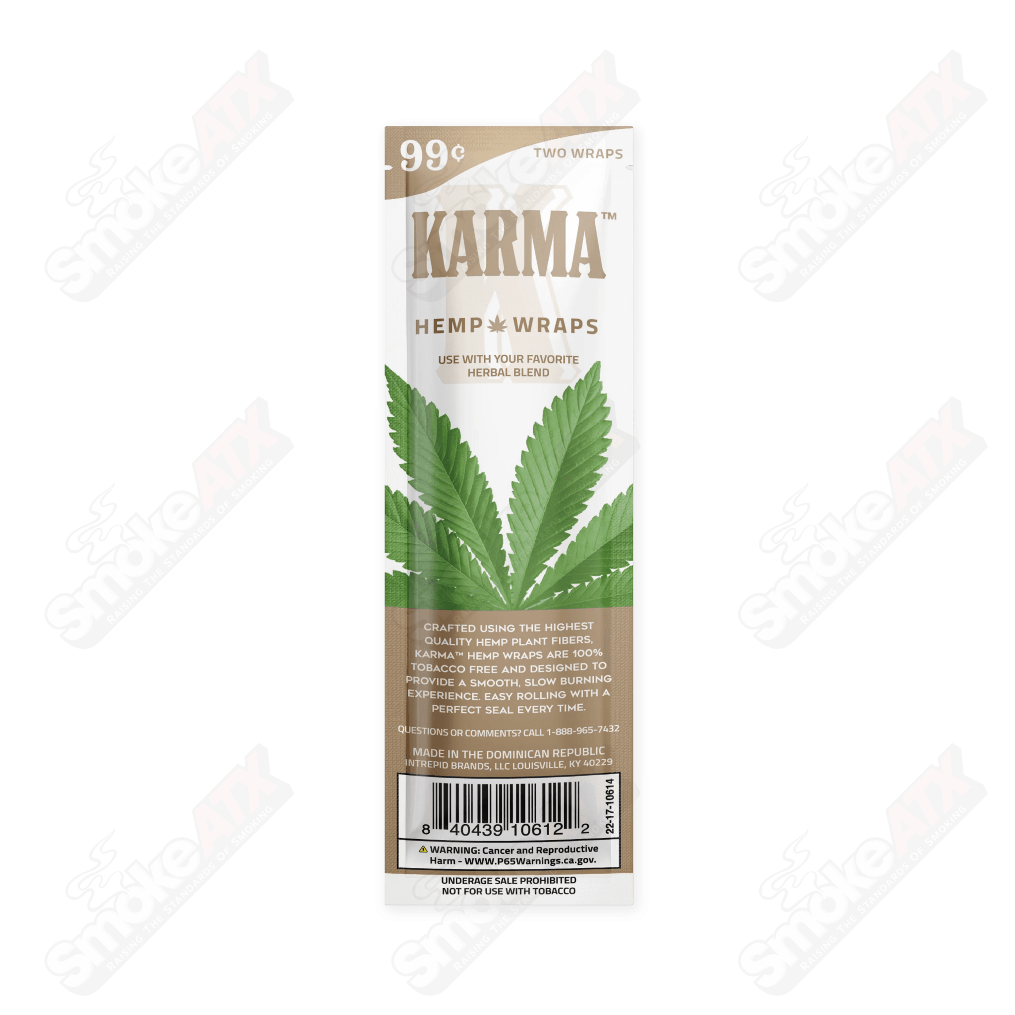 Original Karma hemp wraps for rolling, featuring natural hemp material and branding, perfect for 420 enthusiasts.