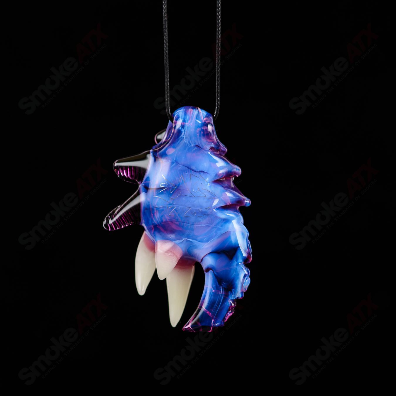 Gold and amethyst Lucid pendant by Salt Glass, featuring a clear glass design with gold accents, displayed on a white background.