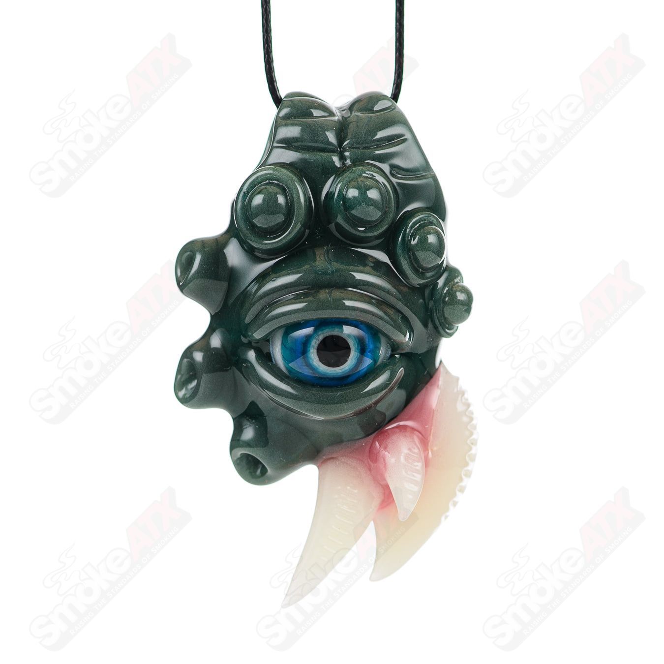 Black Gunmount pendant from Salt Glass, a stylish heady glass accessory with intricate design details.