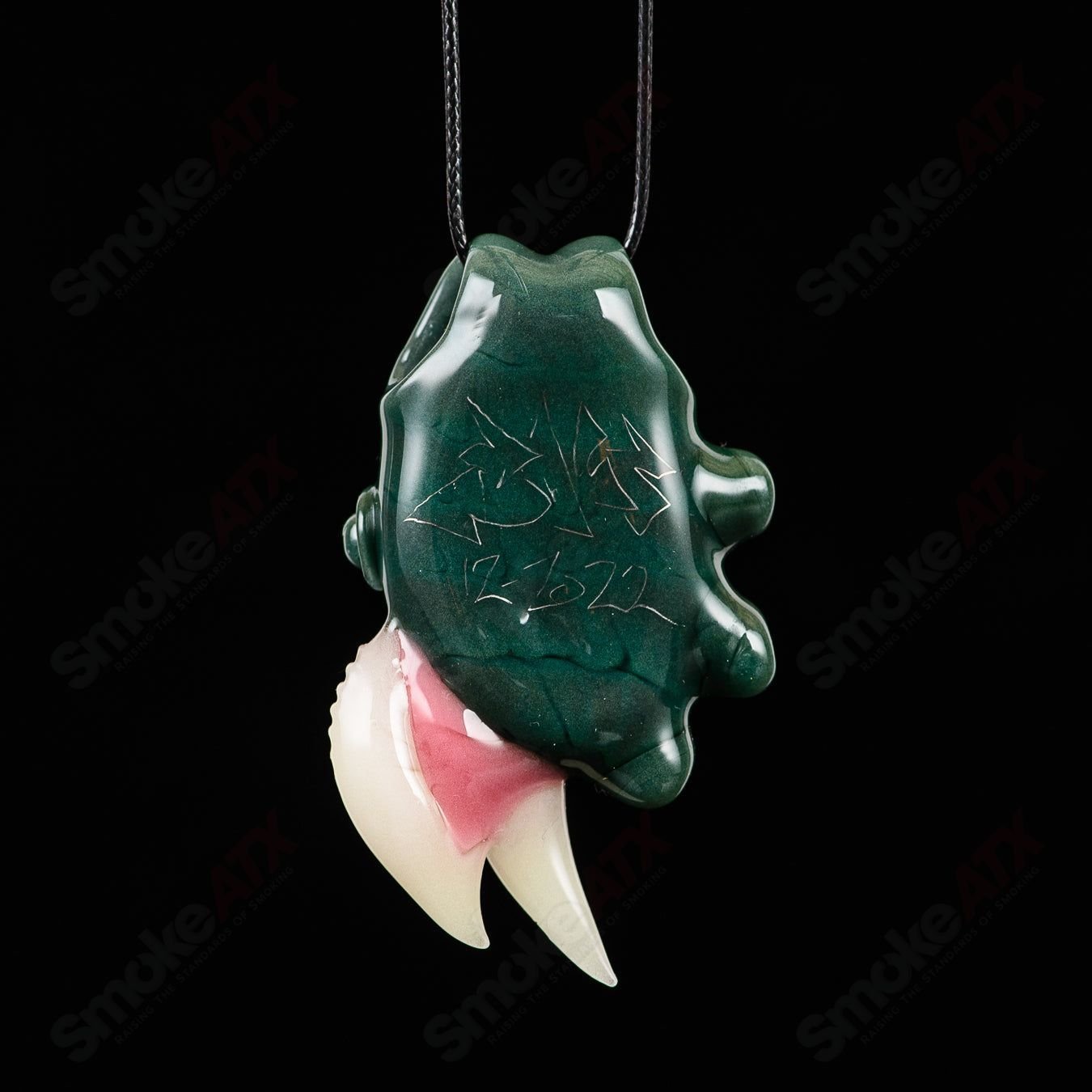 Black Gunmount pendant by Salt Glass, a stylish heady glass pendant with intricate design and sleek black finish.