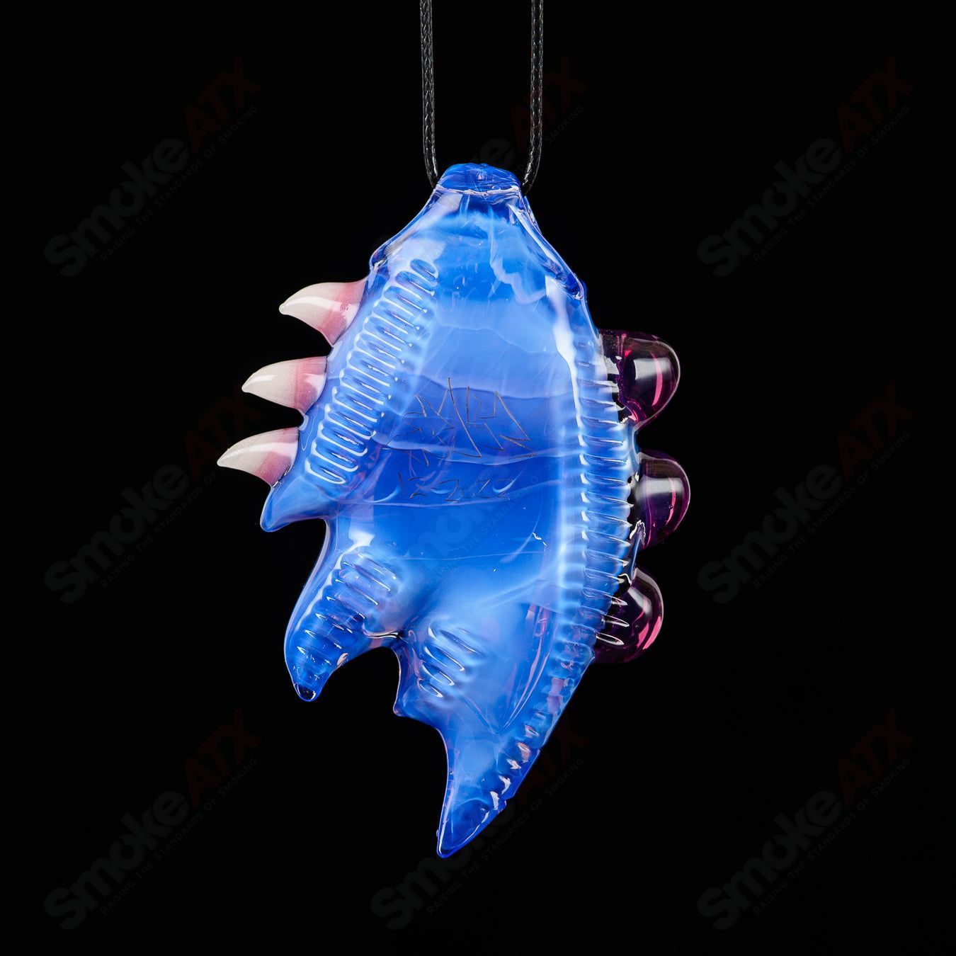 Colorful Skyline and Stargazer themed pendant by Salt Glass, featuring intricate glasswork and vibrant design.