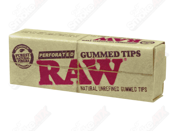 RAW perforated gummed rolling tips for cigarettes, 420 products paper tips, shown in the image.