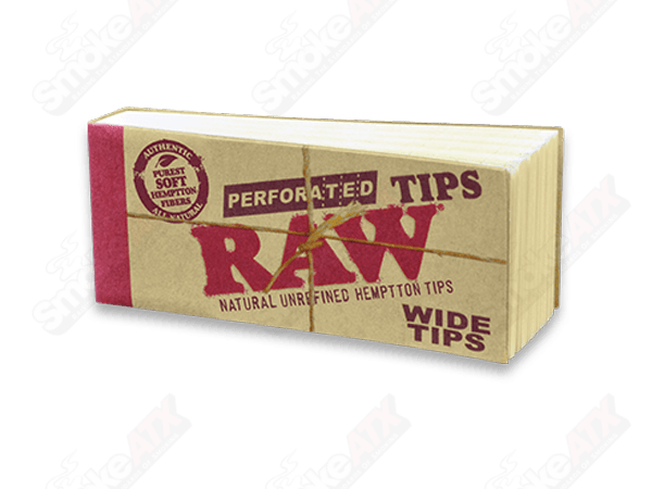 RAW perforated wide tips for rolling, raw paper tips designed for easy rolling and better airflow in hand-rolled cigarettes.