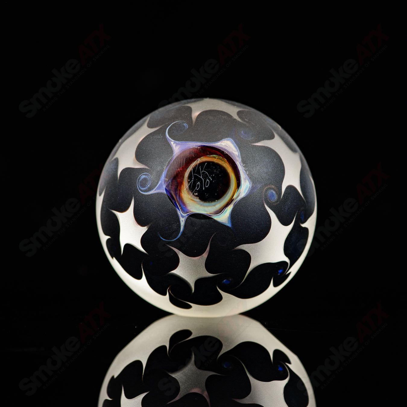 Pink faceted marble Raj K glass heady glass with colorful marbles, handcrafted by Raj Kommineni Glass.