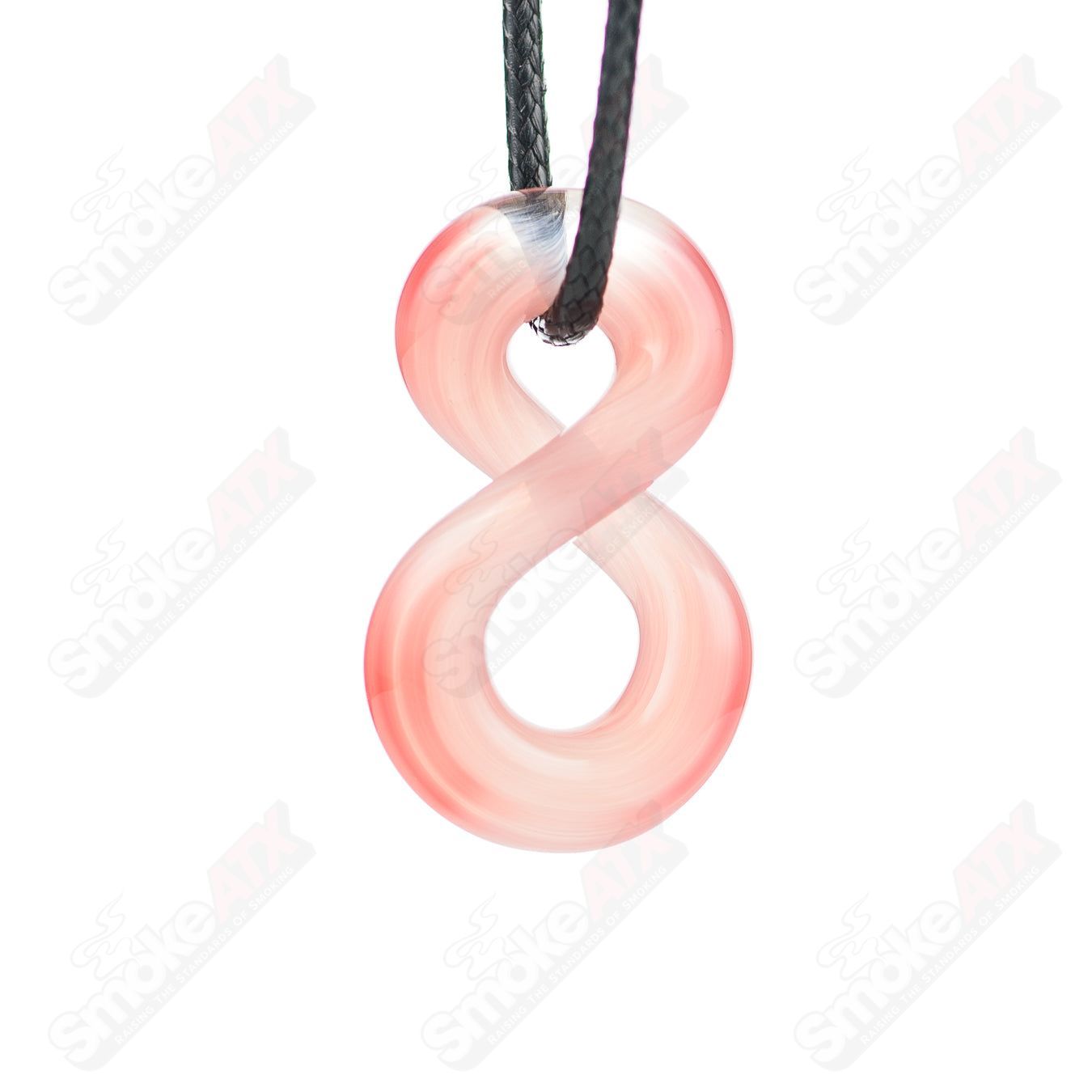 Pink Infiniti pendant made of Wam Glass, featuring a smooth, glossy glass design with a pink finish, perfect as a stylish necklace accessory.