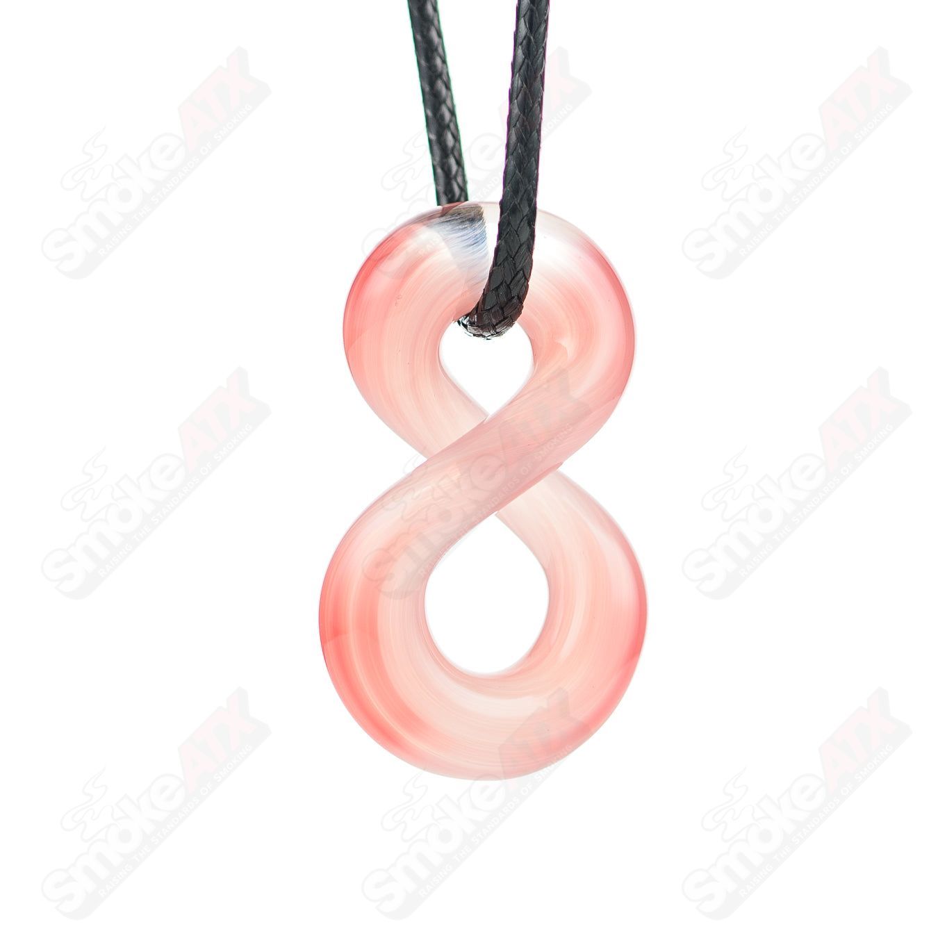 Pink Infiniti pendant made of glass by Wam Glass, featuring a smooth, rounded design with a vibrant pink hue.