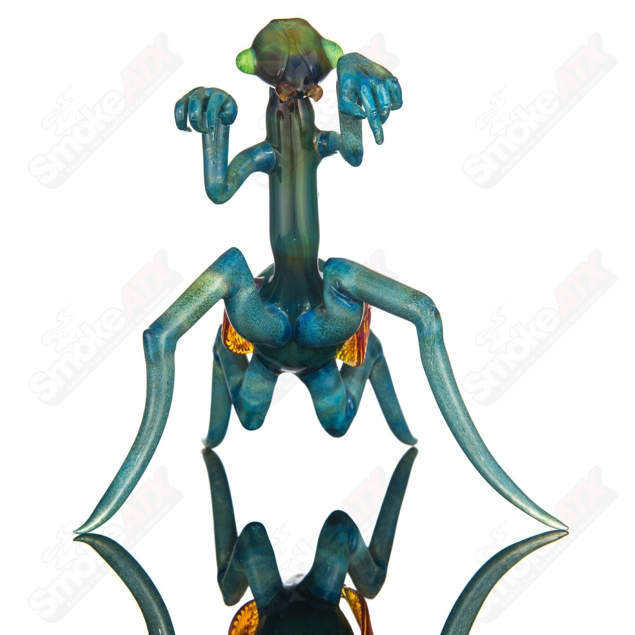 Praying Mantis Rig Burtoni x SALT by Salt Glass, heady glass concentrate rig with detailed praying mantis design.