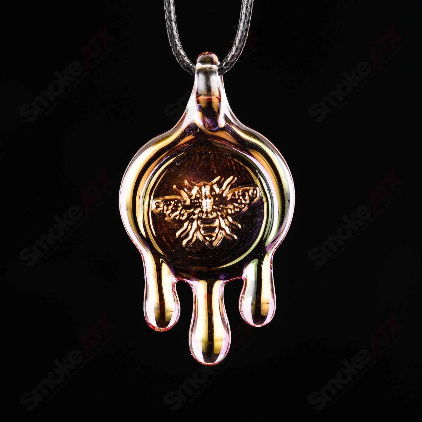 James Lang pressed bee glass pendant featuring a detailed bee design, perfect for jewelry and necklace accessories.