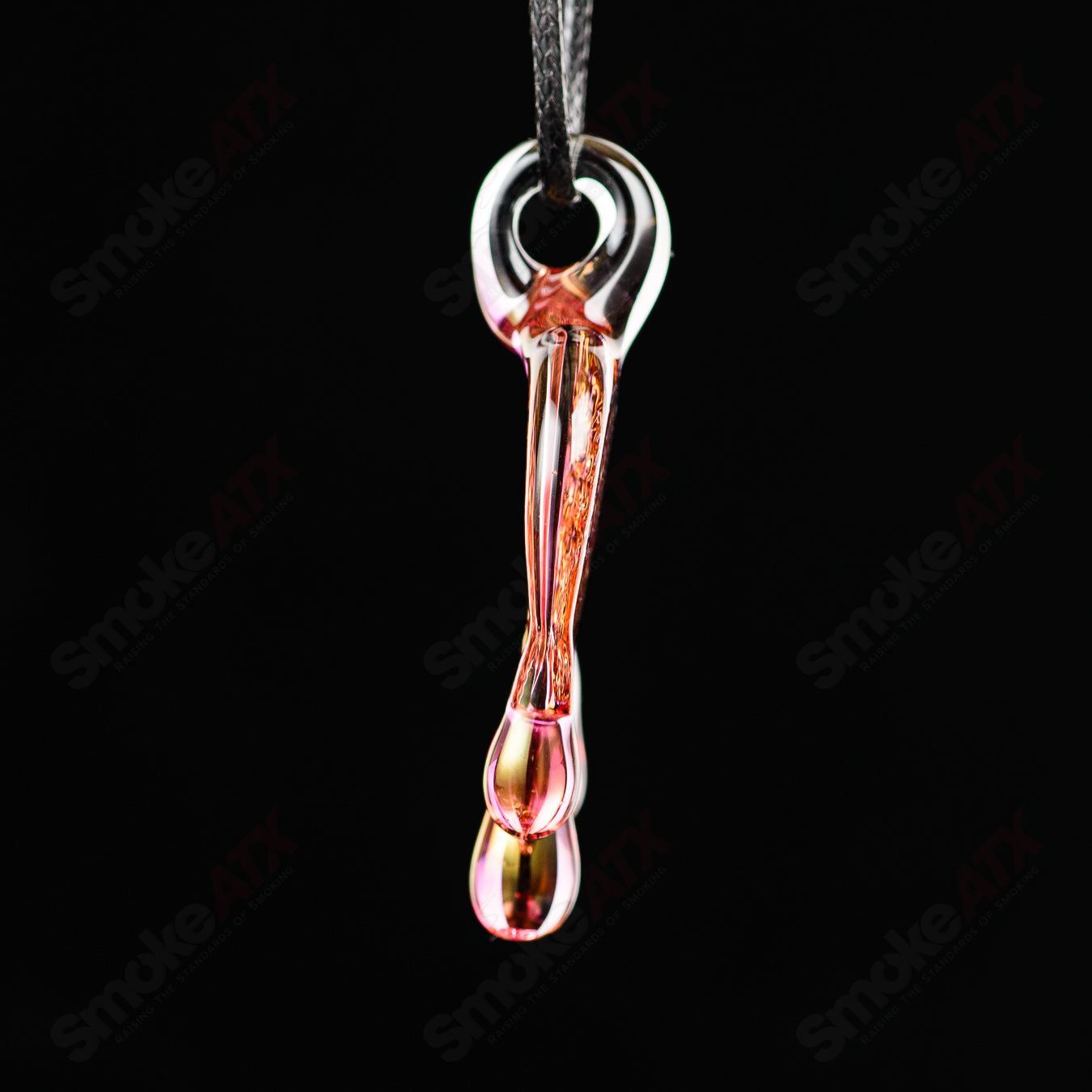 James Lang pressed tree glass pendant showing a detailed pressed leaf design on a transparent glass pendant.