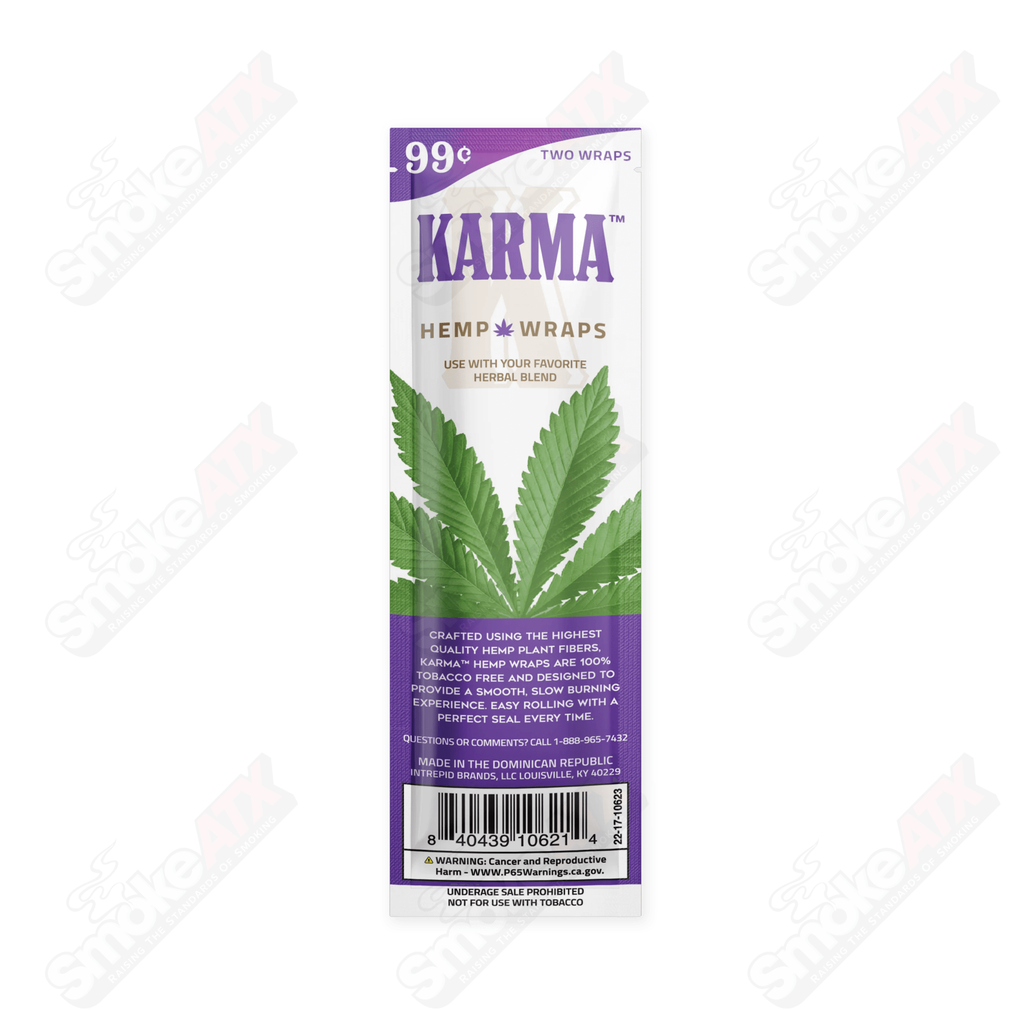 Purple Chill Karma Hemp Wraps for tobacco use, featuring vibrant purple-colored hemp wraps by Karma.