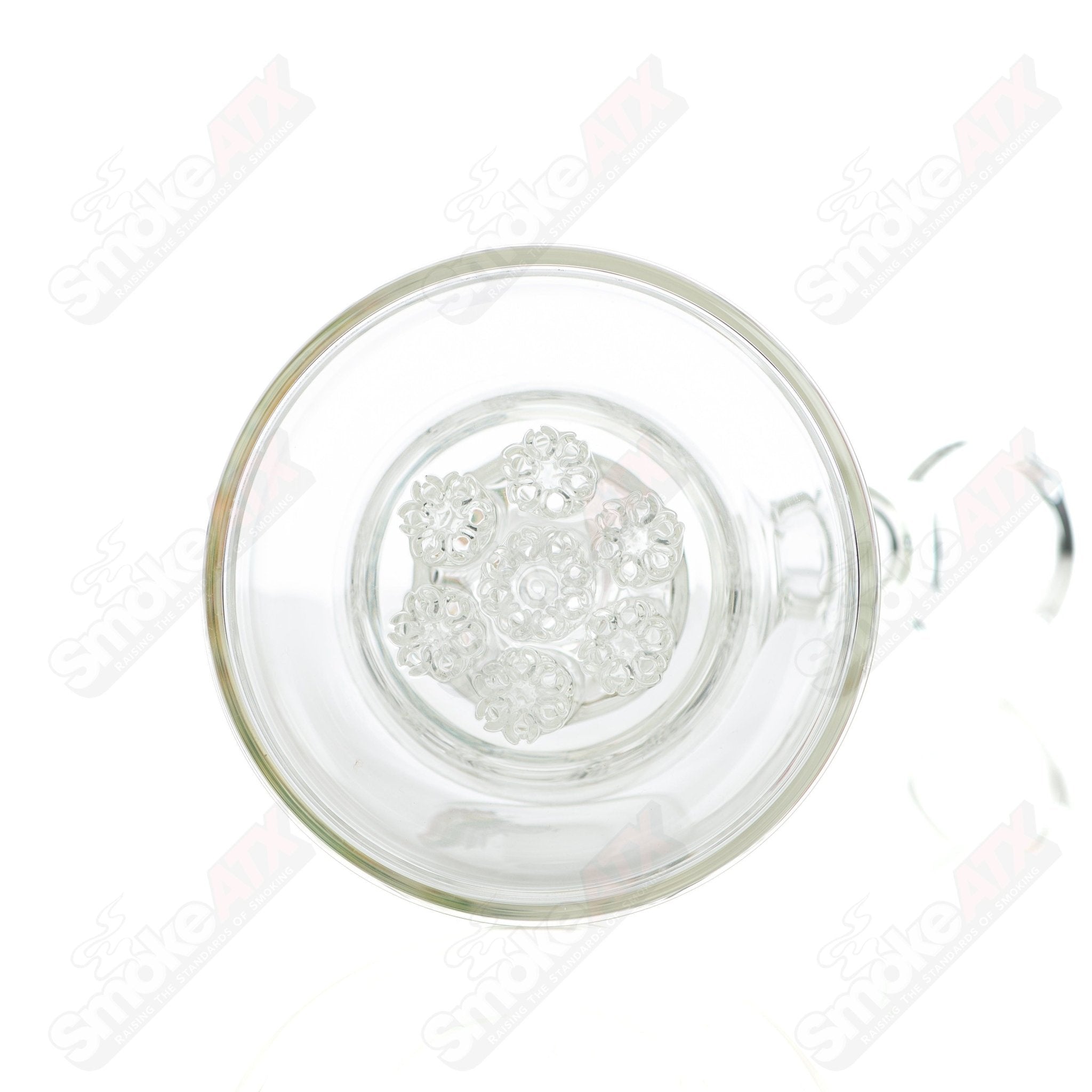 Leisure Glass Rasta 44 Mag Leisure concentrate rig with colorful Rasta design and clear glass construction.