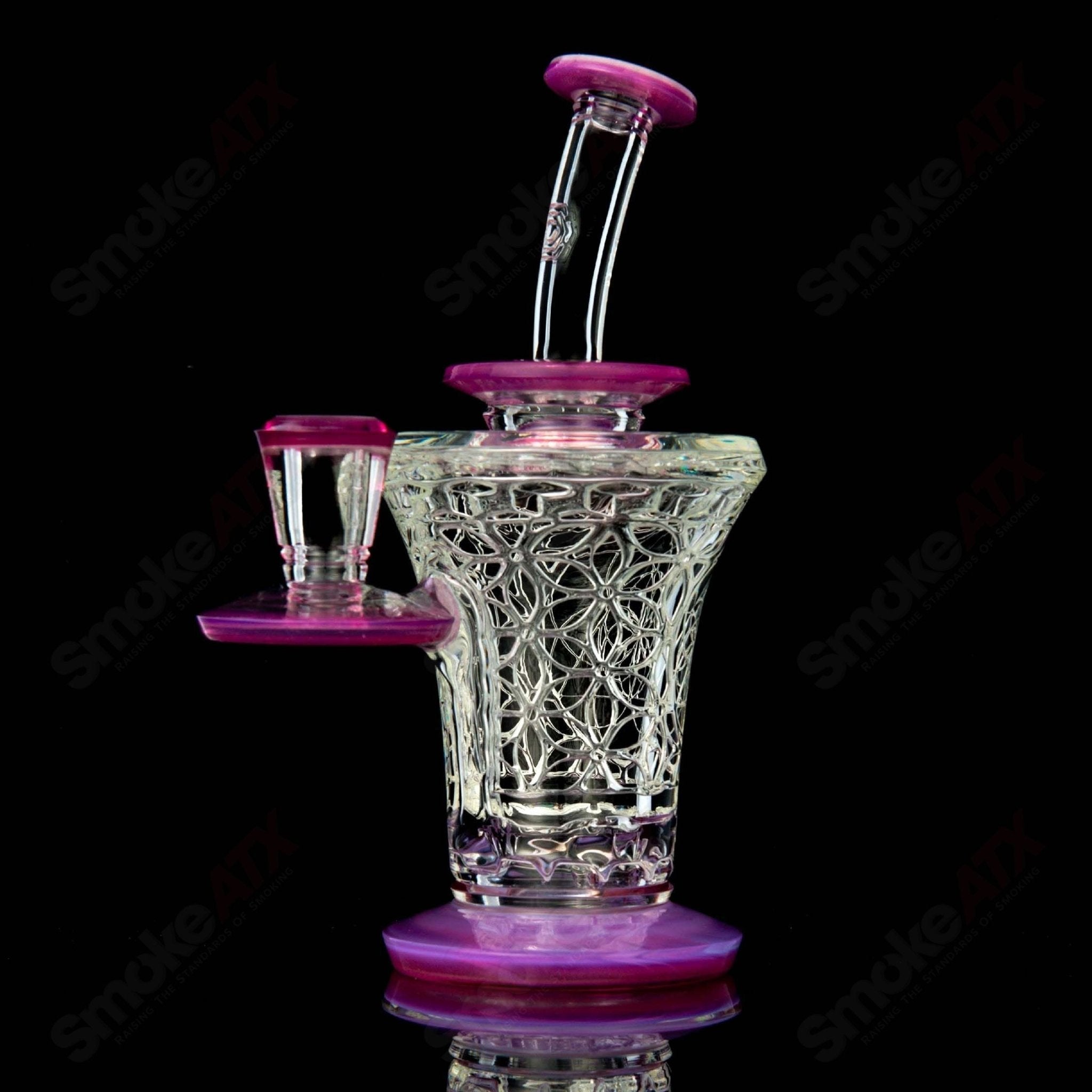 Reverse Beaker 2.0 (Greasy Glass) Rosaline over Icewater Avant - Garde Glass - Smoke ATX