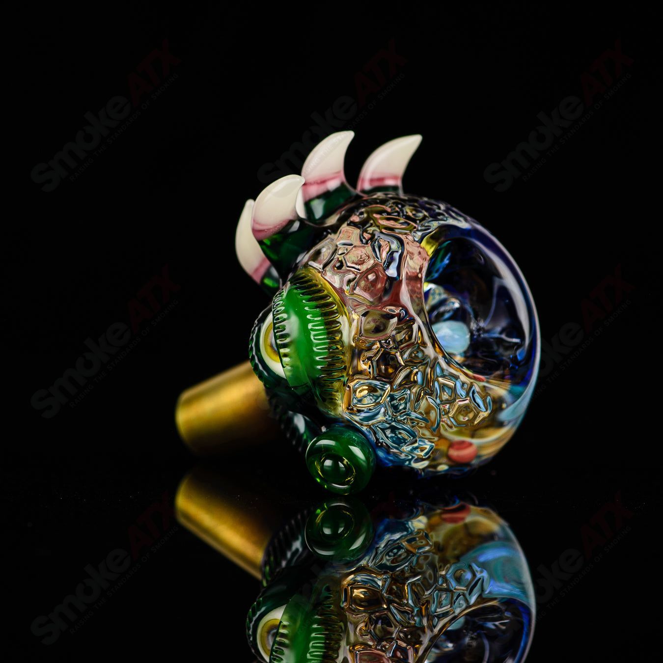 Salted Universe Slide by Salt & Jolex, a heady glass bowl for smoking, featuring a vibrant, cosmic design with intricate glasswork.