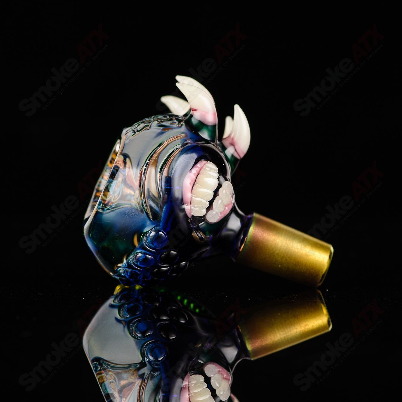 Salted Universe Slide heady glass bowl by Salt Glass, featuring a cosmic design with vibrant colors and intricate detailing.