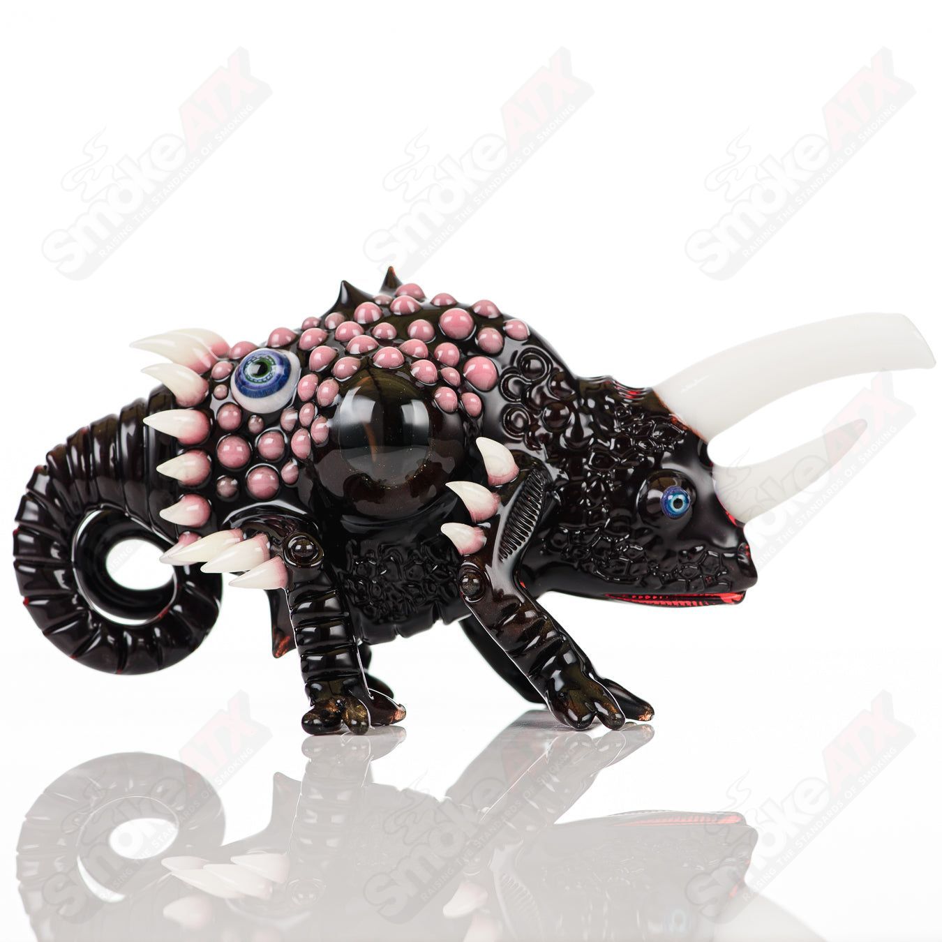 Salty Chameleon Hardman Glass Salt Glass heady concentrate rig with colorful chameleon design and intricate glasswork.