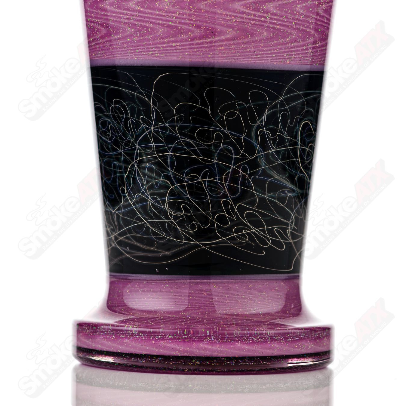 Calmbo Scribble Tech drinking glass featuring Eusheen design, a colorful heady glass cup with artistic scribble patterns.