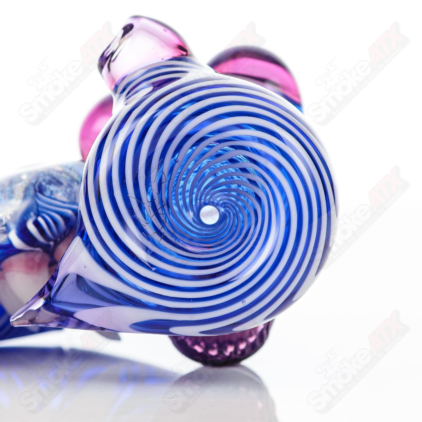 Cobalt blue and star white Sherlock glass pipe with royal jelly accents, designed by Salt Glass, featuring Galactic Glass style.