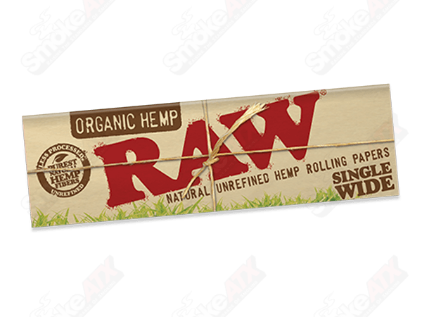 Single RAW organic hemp rolling paper for 420 products, wide single-feed design suitable for rolling herbs or tobacco.