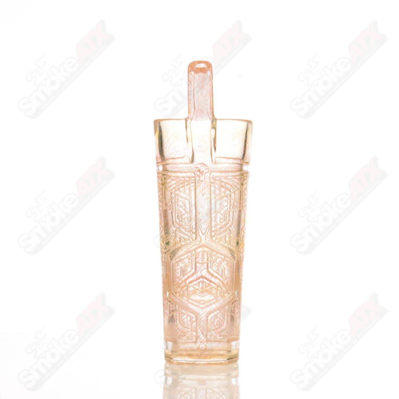 Avant-Garde Sizelove Chewy Tesseract drinking cup with built-in straw, clear glass heady glass cup for beverages.