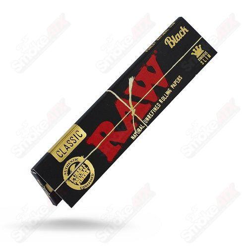Slim King Size Black Raw rolling papers, premium 420 rolling papers by RAW, featuring sleek black design and slim size.