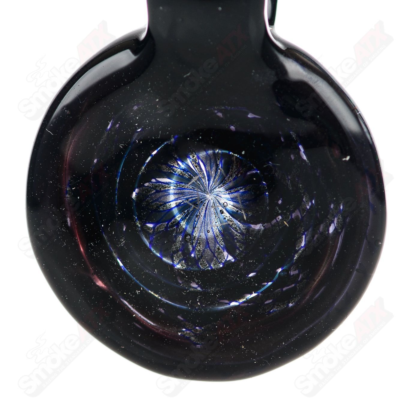 Small Filla pendant by John W Glass, handcrafted heady glass pendant with colorful, intricate design on clear glass.