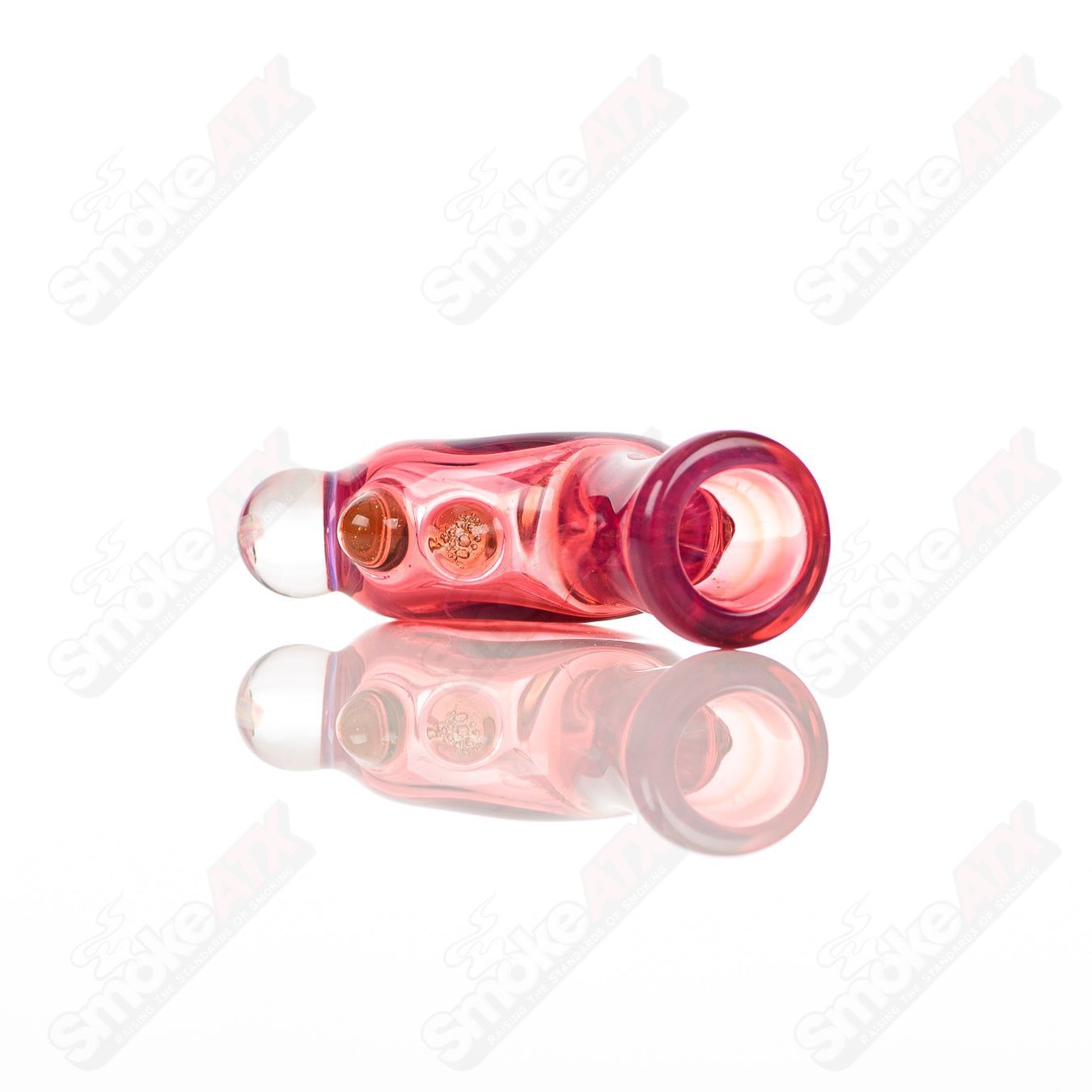 Small Karmaline Flatty Chillum by Baby Dabs, glass chillum for dabs, shown with transparent glass design and compact size.