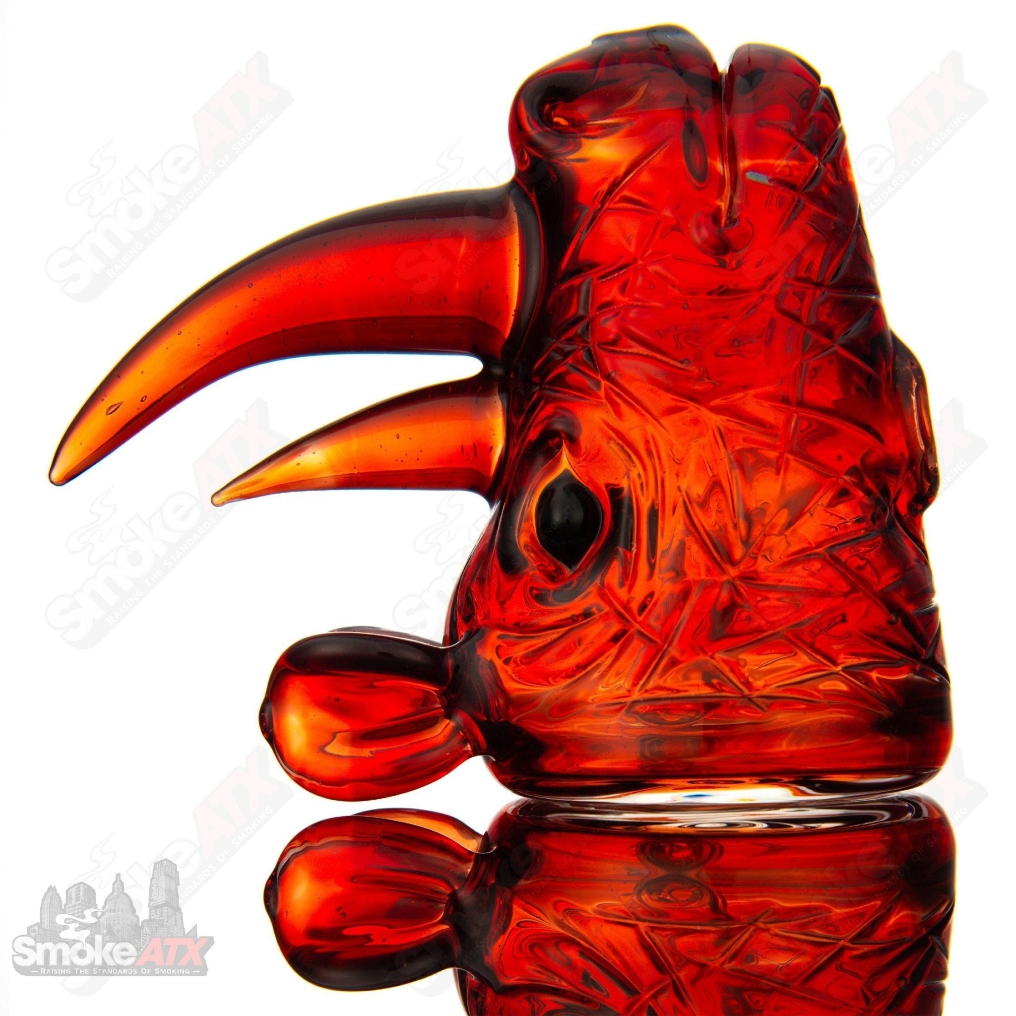 Small Rhino Rig by Addison Hanna, a Heady Glass concentrate rig featuring a detailed rhinoceros design for dabbing enthusiasts.