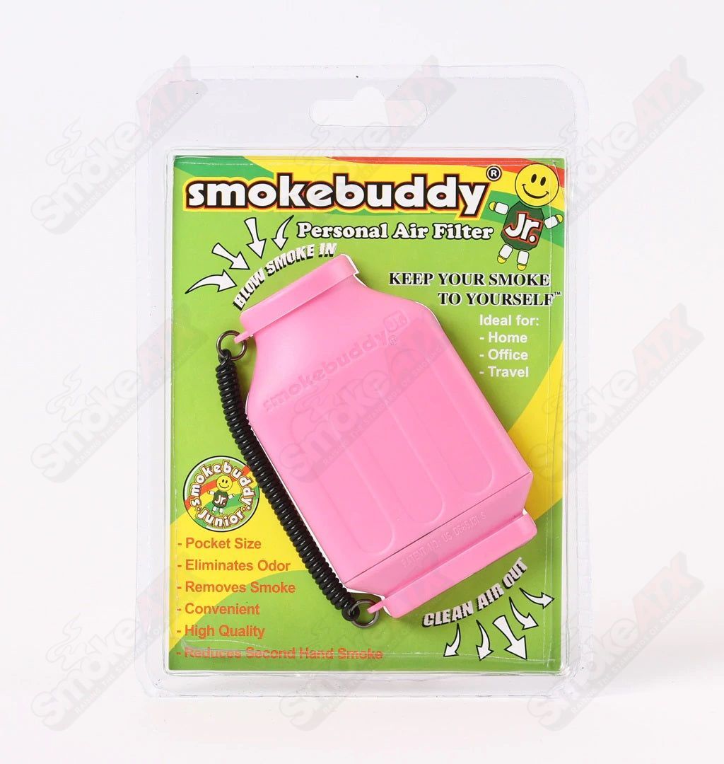 Smokebuddy Original Pink air filter for odor control and smoke filtration, compact and portable design.