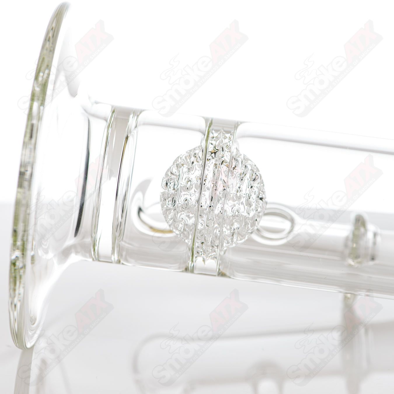 Clear glass straight tube with lace-sphere design from SoL Glassworks, featuring Fire Polish Label branding.