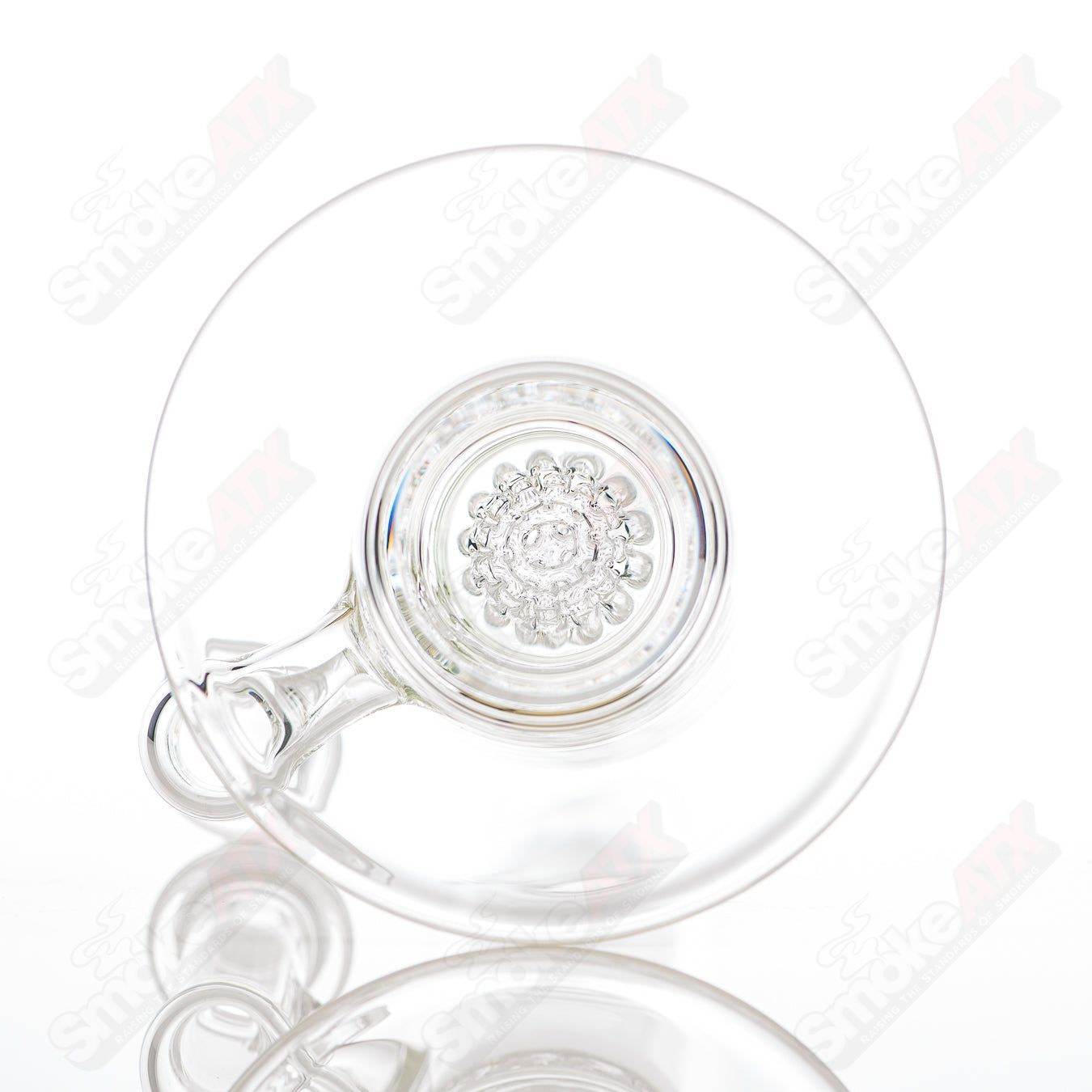 Clear glass straight tube with lace-sphere design, created by SoL Glassworks, featuring fire-polished details for a decorative look.