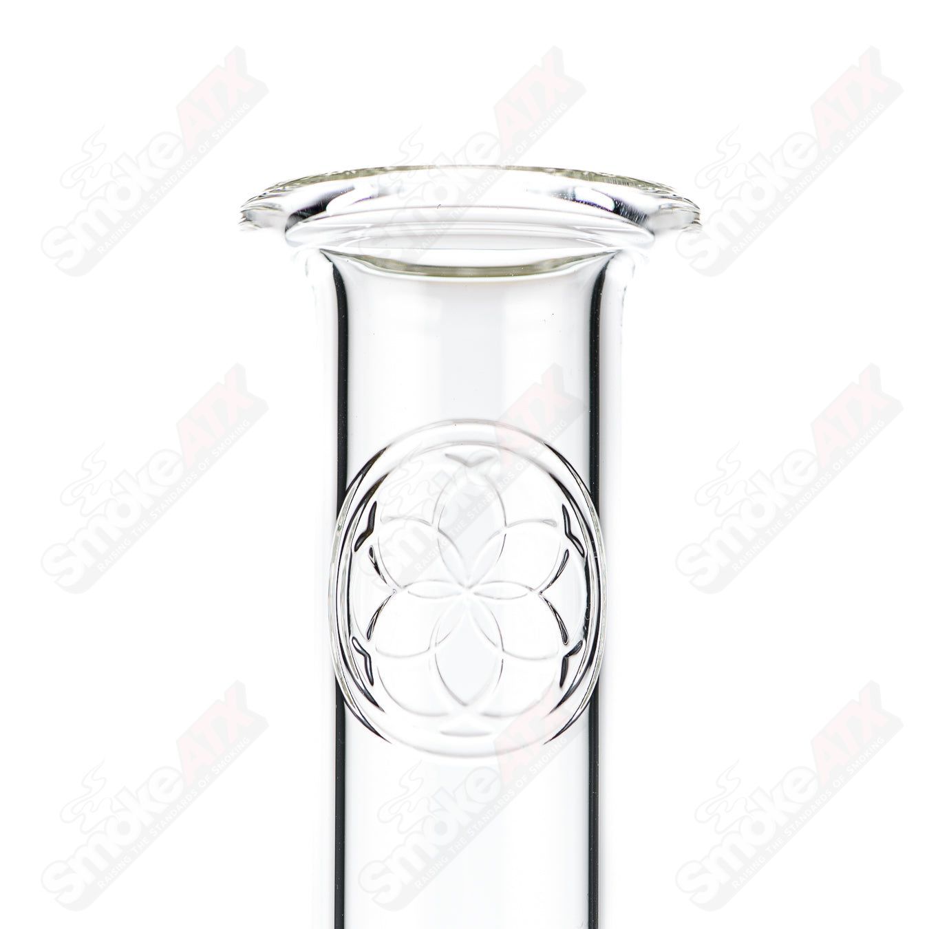 Clear glass straight tube with lace-sphere design, crafted by SoL Glassworks in the SoL50 Fire Polish Label series.